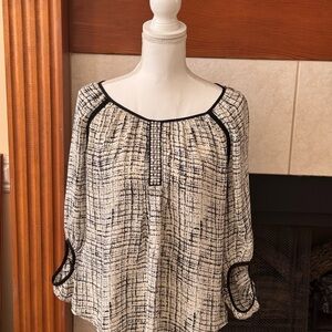Women's Patterned Peasant Blouse Open Back